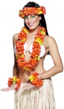 Hawaiian Garland Set  - Red