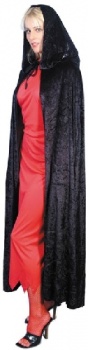 Hooded Velvet Cape - Black