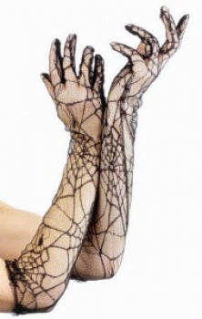 Gloves - Black - Lace Spiderweb - 21in