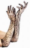 Gloves - Black - Lace Spiderweb - 21in