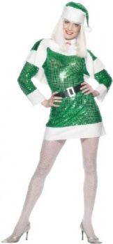 Miss Sequin Santa Costume - Green