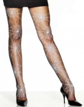Tights - Spiderweb Design in White 