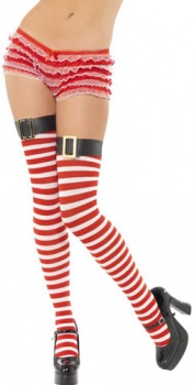 Stockings - Red and White Stripped with Buckle