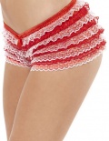 Fever Ruffle Lace Knicker Shorts - Red / White