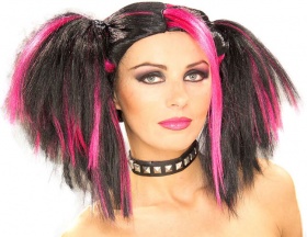 Gothic Wig - Metal Wig - Black / Pink