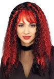 Gothic Wig - Sinister Crimped Wig - Black / Red